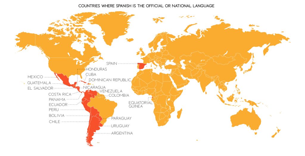 Countries where Spanish is the official or national language.