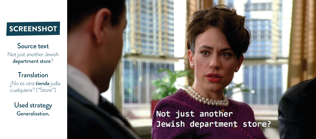 Screenshot: Source text, Translations and Used Strategy in Mad Men.