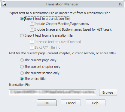 The Translation Tool extracts the text from the course and converts it to an RTF (rich text format) file. 